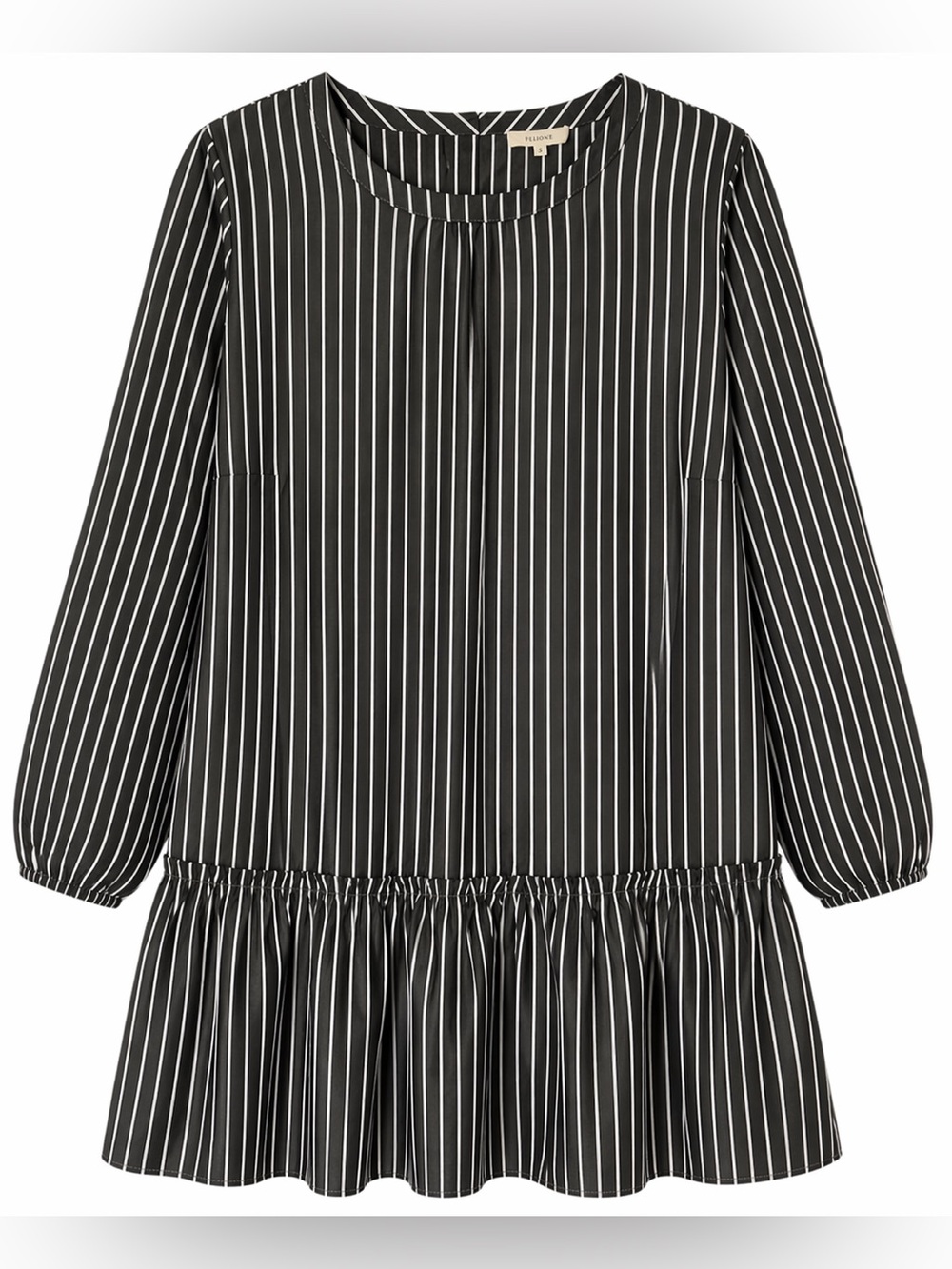 Anthropologie Pleione Gray & White Stripe Drop Waist Dress- L